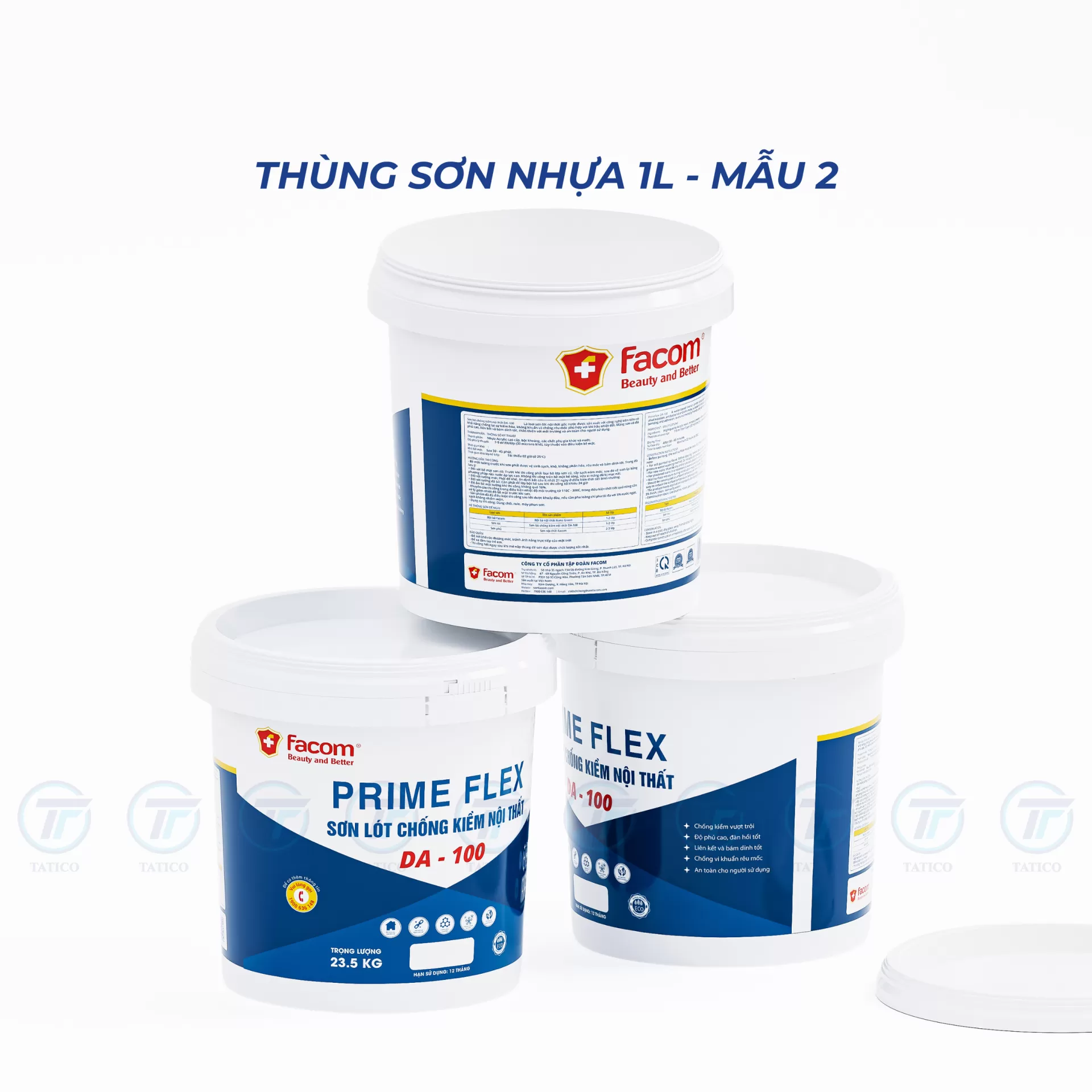 Vỏ thùng sơn nhựa 1L - Dạng thùng phổ biến - Nắp mở nhiều lần